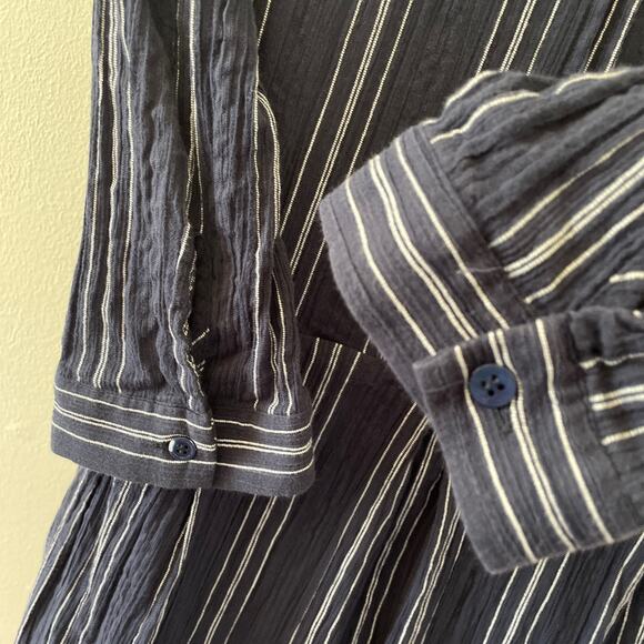 Sea New York Dress 6 Blue Striped Boho Coastal Midi Cottage Peasant Classic - Picture 6 of 14